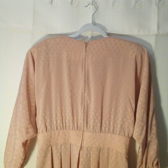 Joan Sparks For Daniel Barrett Vintage Dress Women 14 Long Sleeve Satin Pink - Picture 13 of 15